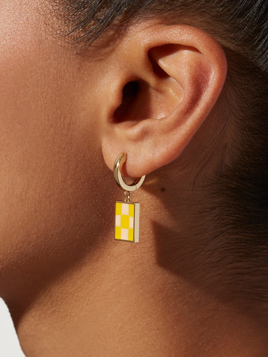 Ana Luisa Jewelry Earring Drop Enamel Drop Earrings Salome Checker Dandelion Gold