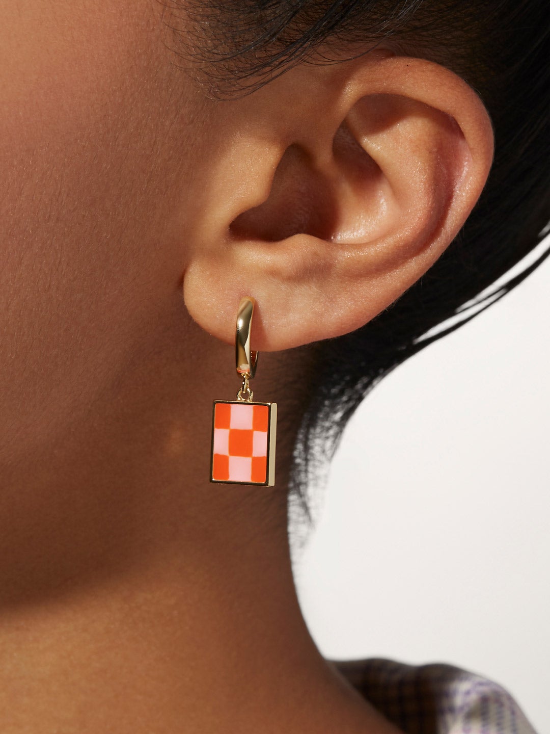 Ana Luisa Jewelry Earring Drop Enamel Drop Earrings Salome Checker Poppy Gold