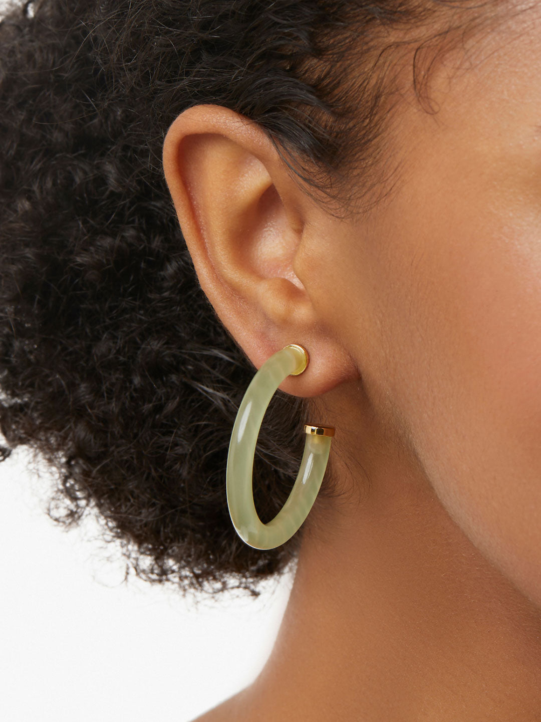 Ana Luisa Jewelry Earring Large Hoops Statement Earrings Aster Light Green Gold