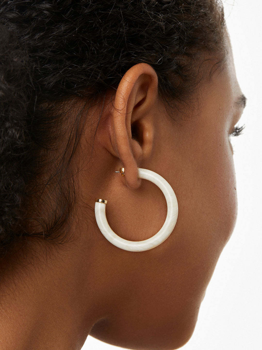 Ana Luisa Jewelry Earring Large Hoops Statement Earrings Aster Off White Gold