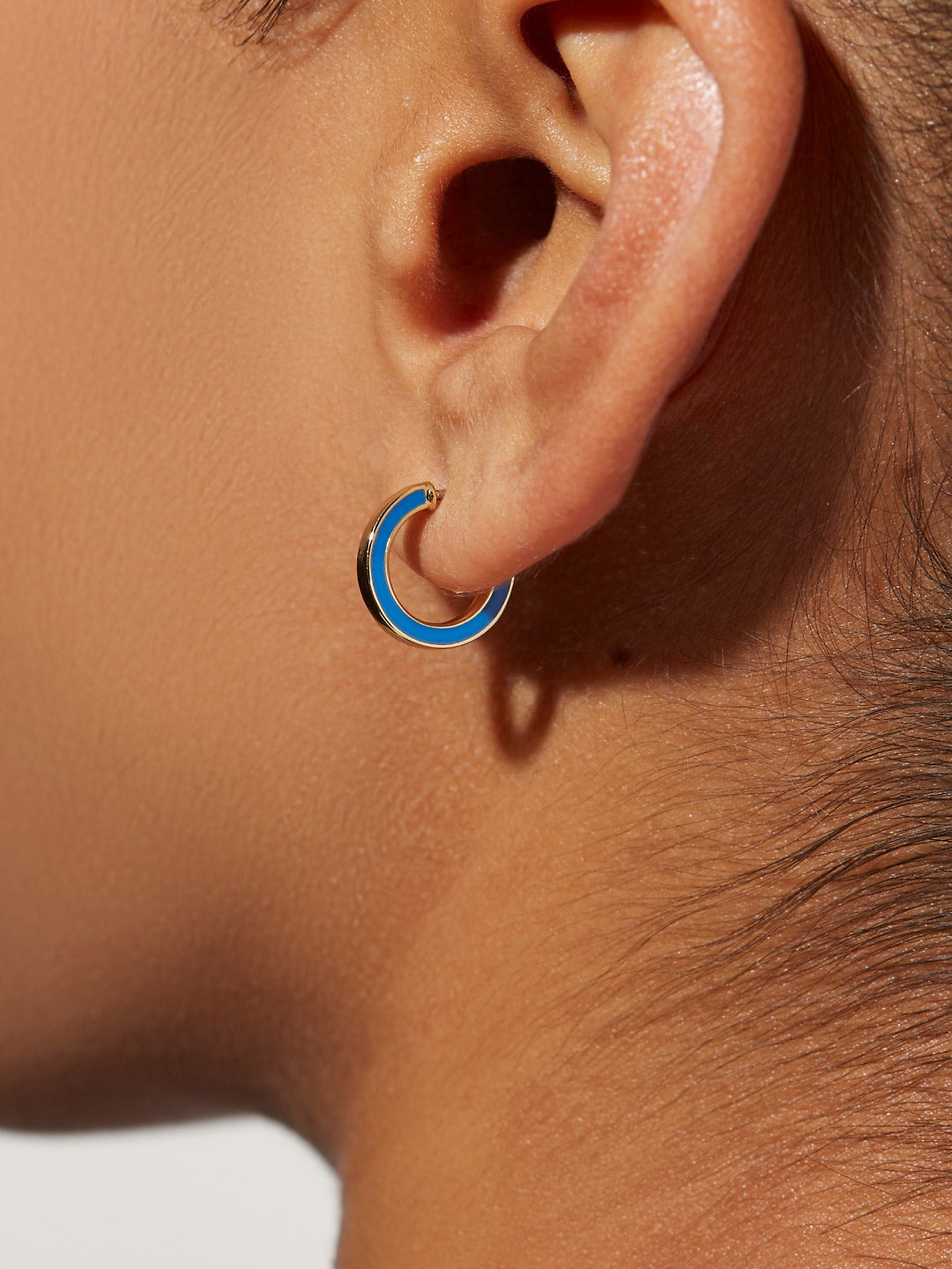 Ana Luisa Jewelry Earring Small Hoops Mini Hoop Earrings Cori Blue Gold