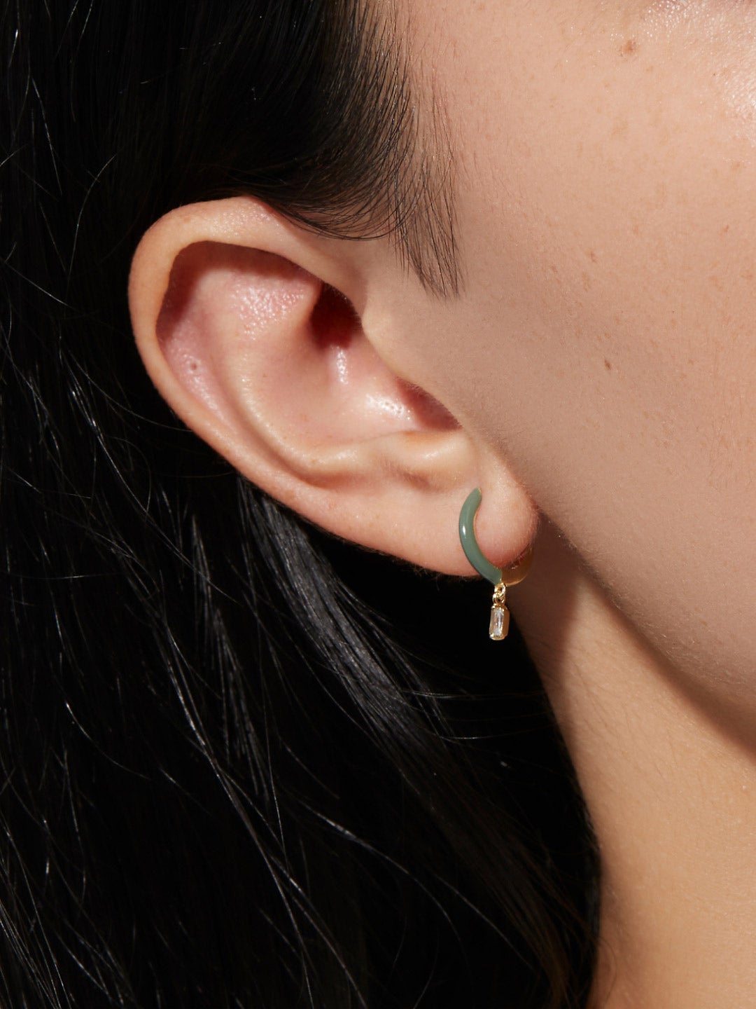 Ana Luisa Jewelry Earring Small Hoops Small Hoop Earrings Lee Green Silver