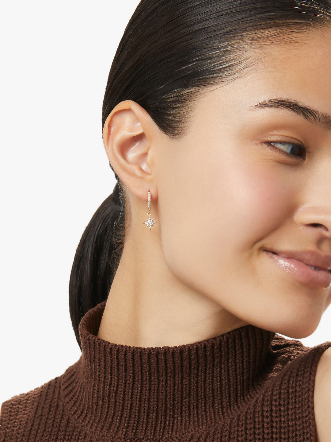 Ana Luisa Jewelry Earrings Huggie Earrings Crescent Moon Huggie Hoops Celeste Gold
