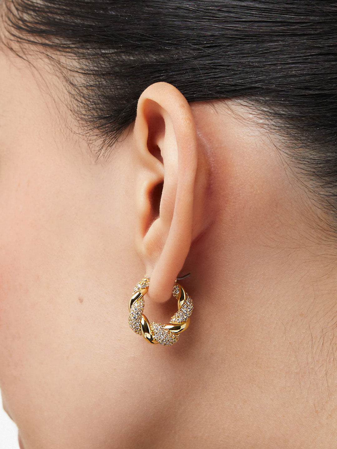 Ana Luisa Jewelry Earrings Medium Hoops Twisted Hoop Earrings Paris Pave Gold