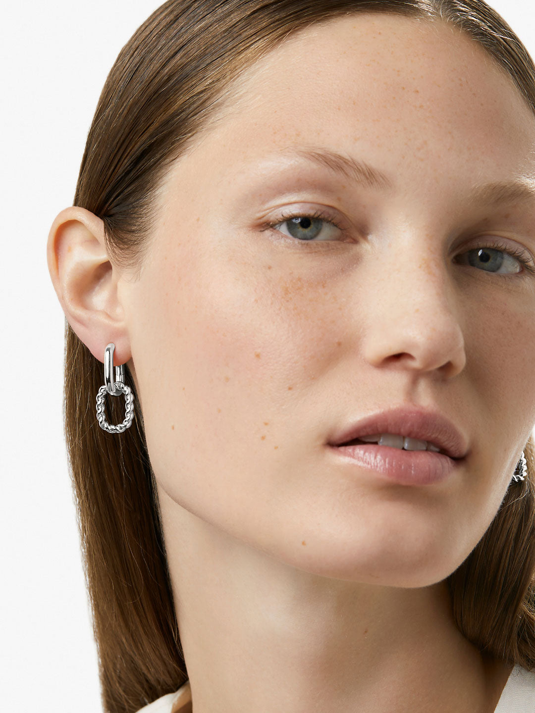 Ana Luisa Jewelry Earrings Small Hoops Double Hoop Earrings Ash Double Silver Rhodium