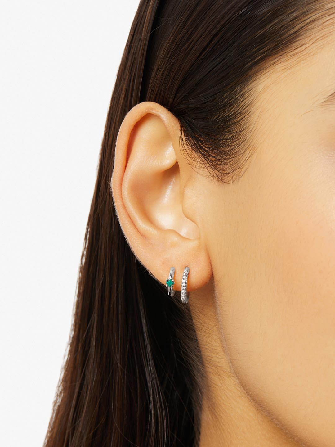 Ana Luisa Jewelry Earrings Stud Double Hoop Earrings Percy Silver Rhodium