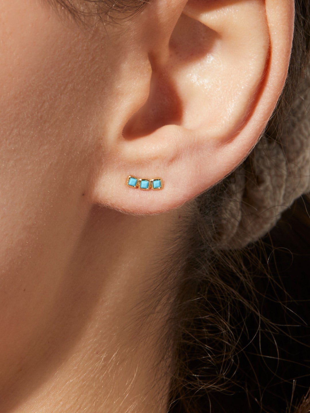 Ana Luisa Jewelry Earrings Stud Turquoise Stud Earrings Fan Turquoise Silver
