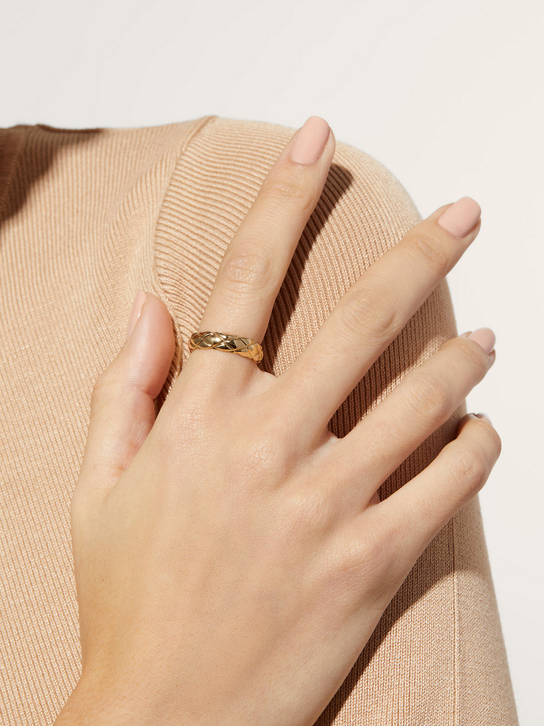 Ana Luisa Jewelry Rings Medium Bands Quilted Ring Zeta Gold