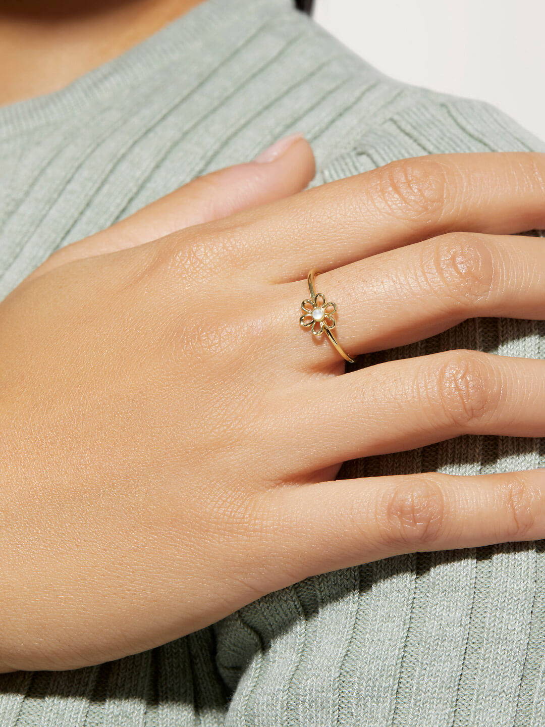 Ana Luisa Jewelry Rings Thin Bands Open Flower Ring Estella Gold