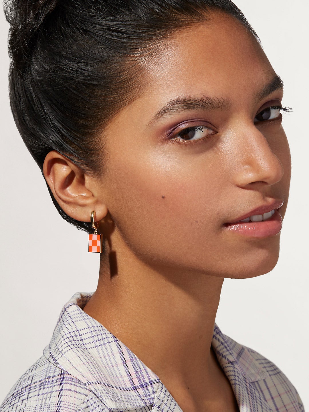 Ana Luisa Jewelry Earring Drop Enamel Drop Earrings Salome Checker Poppy Gold