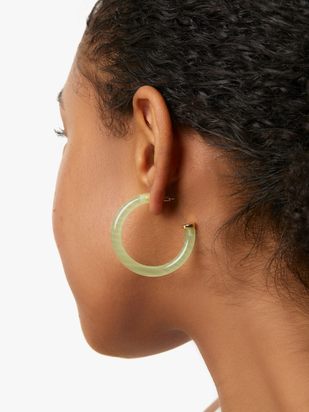 Ana Luisa Jewelry Earring Large Hoops Statement Earrings Aster Light Green Gold