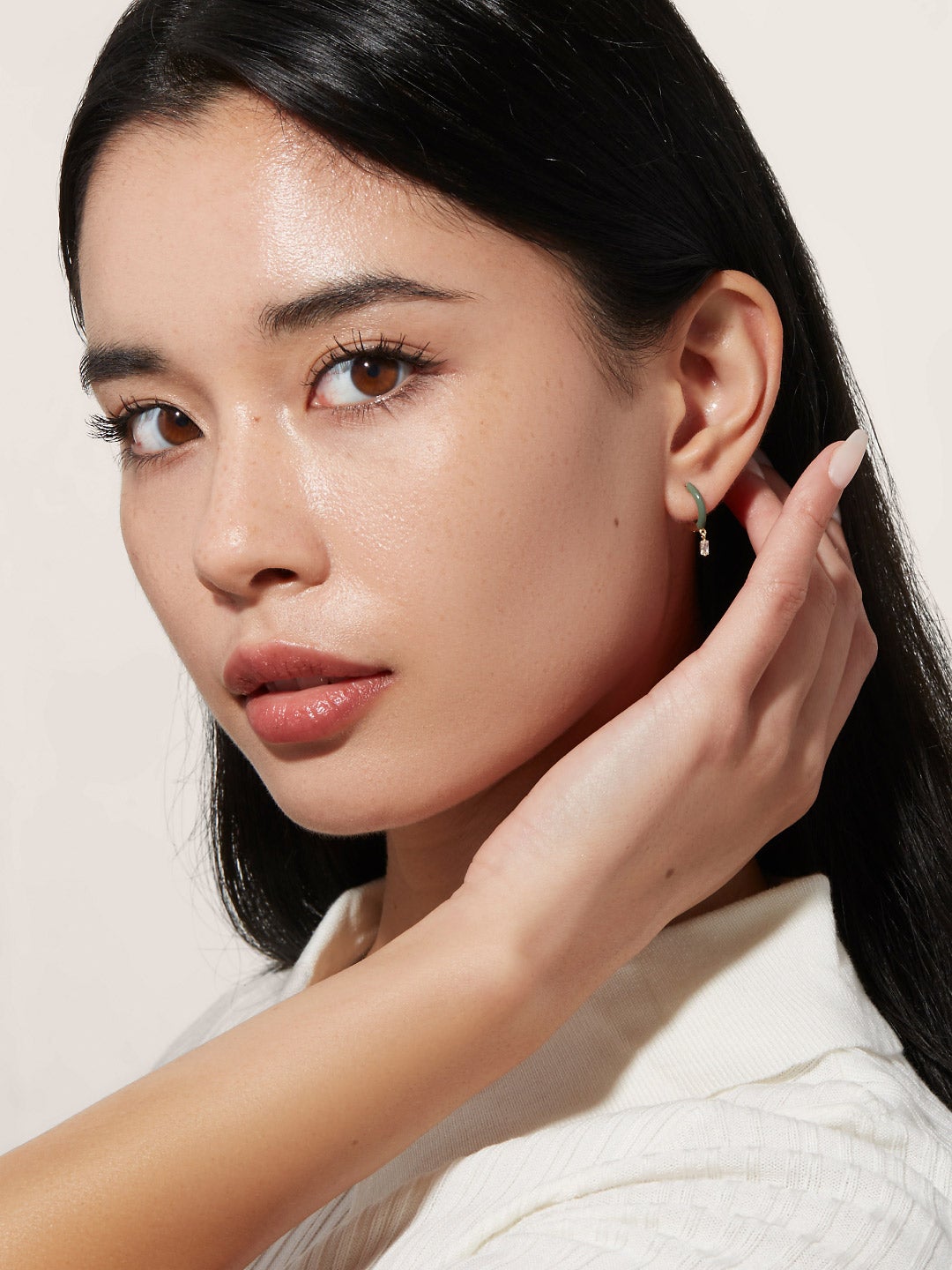Ana Luisa Jewelry Earring Small Hoops Small Hoop Earrings Lee Green Silver