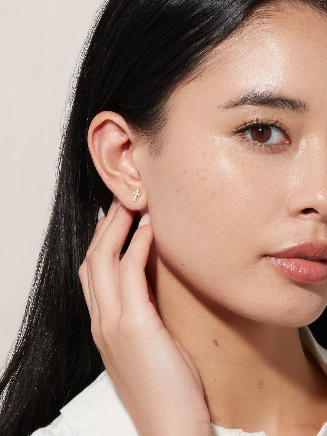 Ana Luisa Jewelry Earring Stud Cross Earrings Aaron Silver