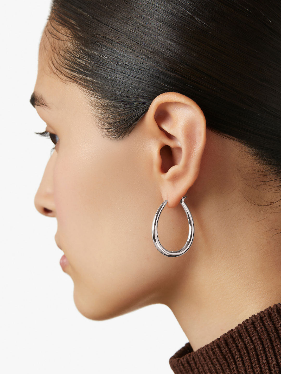Ana Luisa Jewelry Earrings Medium Hoops Silver Hoop Earrings Cuidado Silver Rhodium