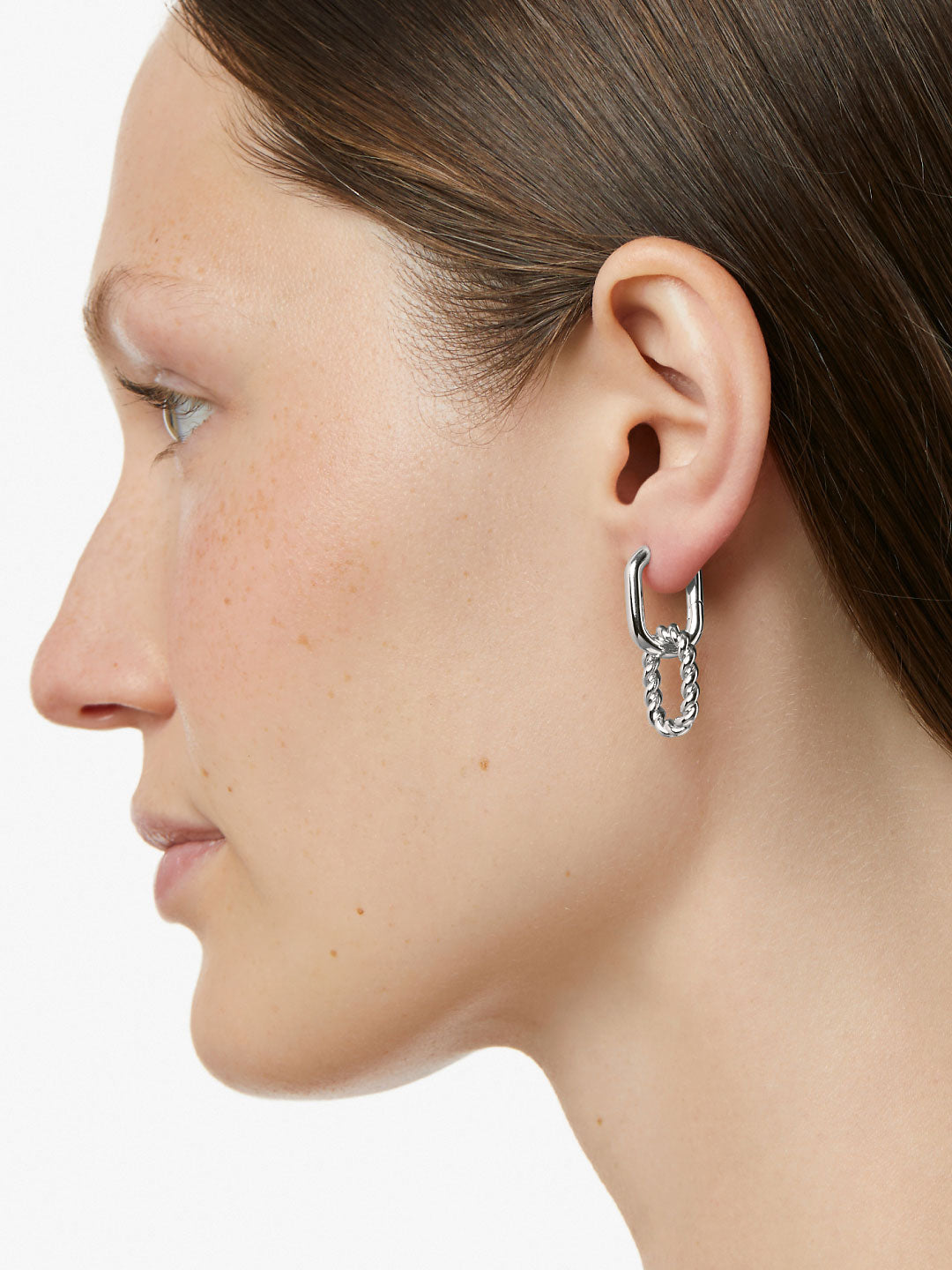 Ana Luisa Jewelry Earrings Small Hoops Double Hoop Earrings Ash Double Silver Rhodium