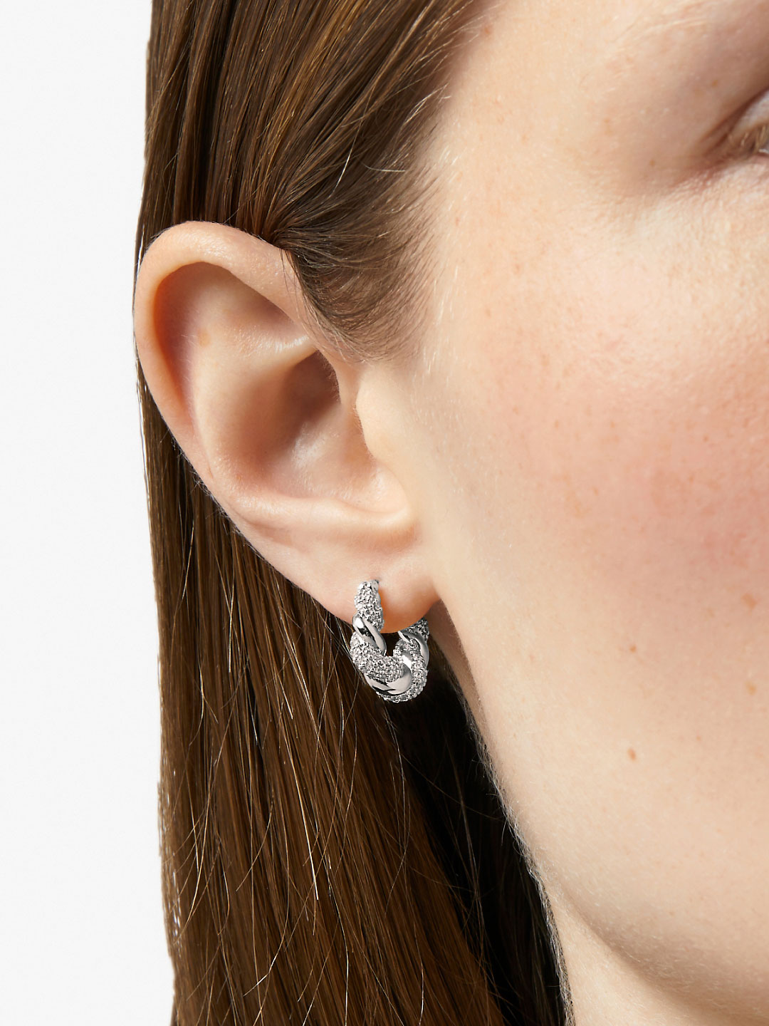 Ana Luisa Jewelry Earrings Small Hoops Twisted Hoop Earrings Paris Small Pave Silver Rhodium