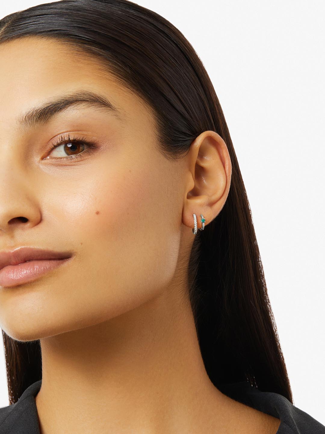 Ana Luisa Jewelry Earrings Stud Double Hoop Earrings Percy Silver Rhodium