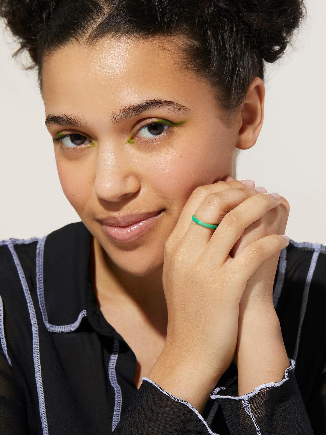 Ana Luisa Jewelry Rings Medium Bands Gold Band Ring Glow Tesla Gold