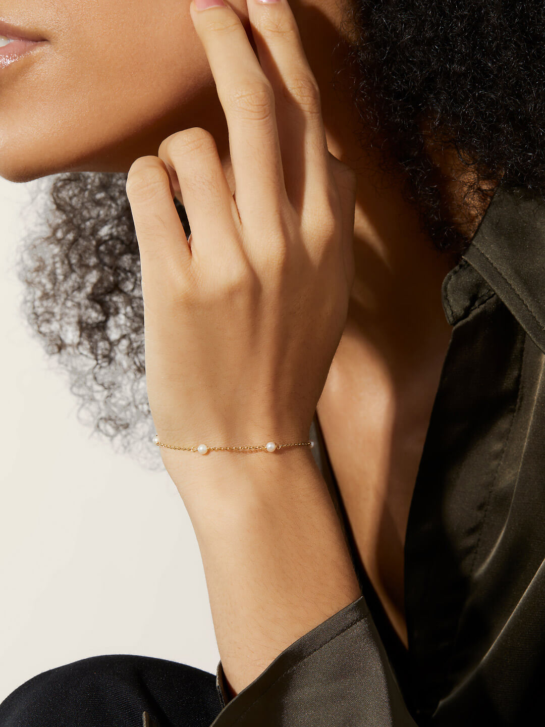 Ana Luisa Jewelry Bracelets Light Chains Pearl Station Bracelet Adelie Gold