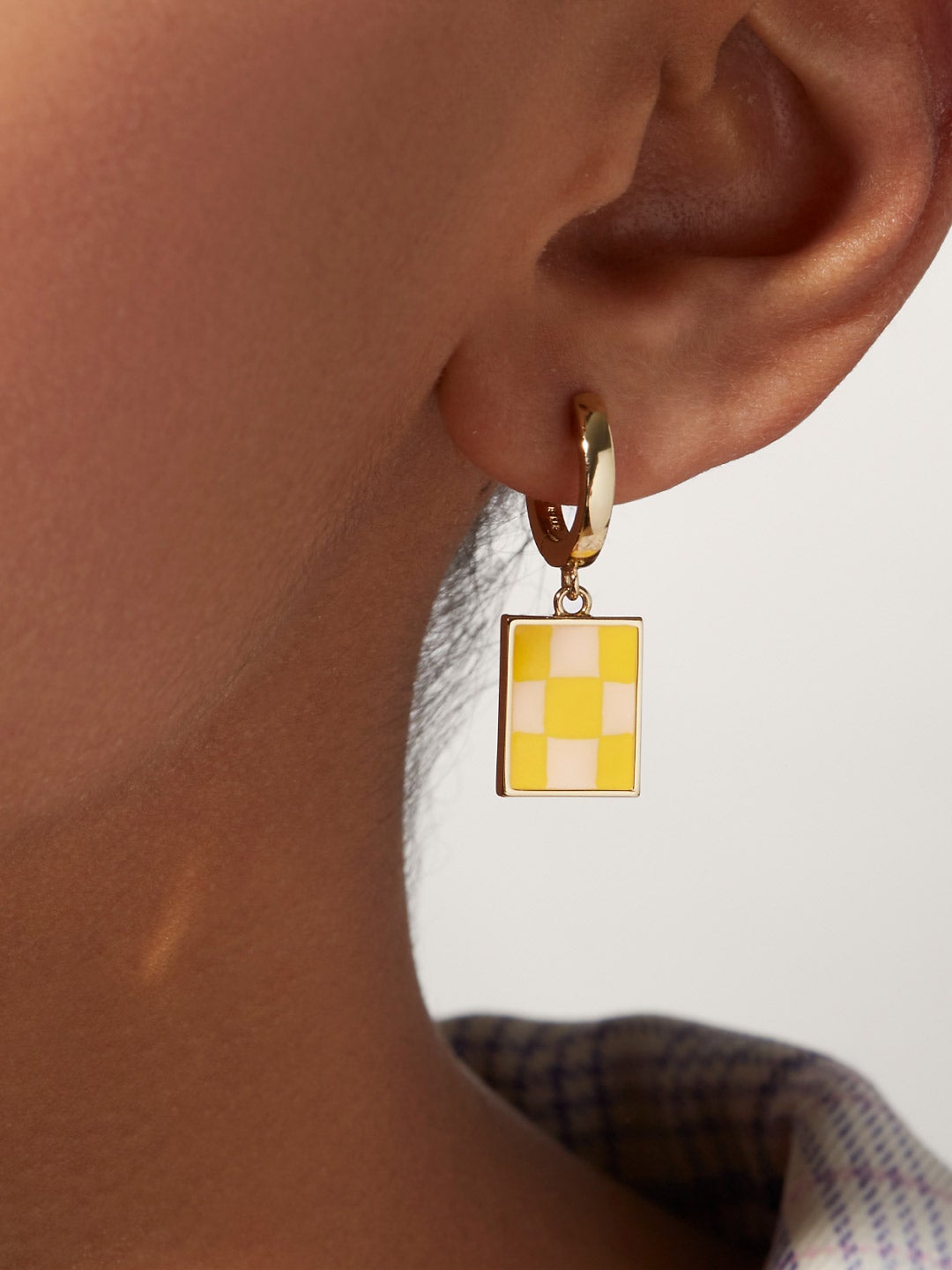 Ana Luisa Jewelry Earring Drop Enamel Drop Earrings Salome Checker Dandelion Gold