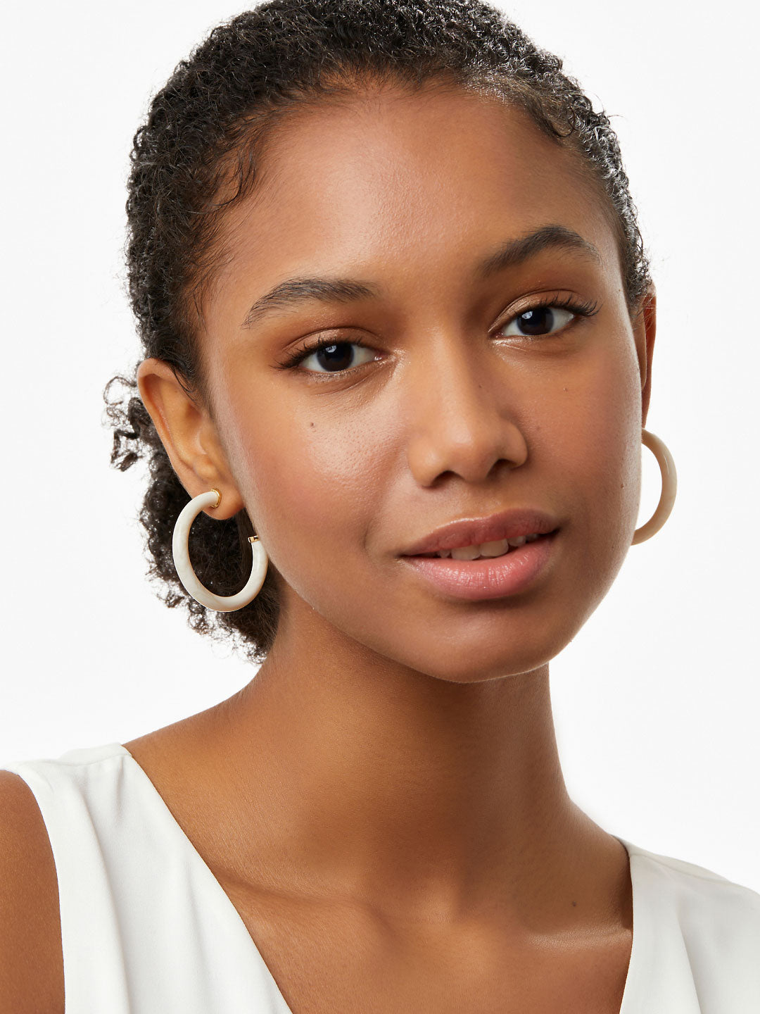 Ana Luisa Jewelry Earring Large Hoops Statement Earrings Aster Off White Gold