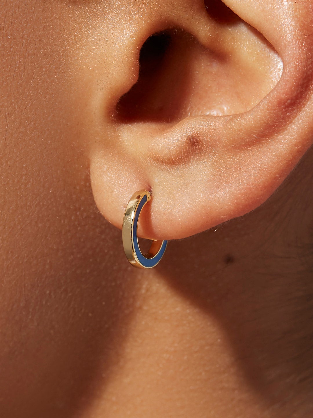 Ana Luisa Jewelry Earring Small Hoops Mini Hoop Earrings Cori Blue Gold