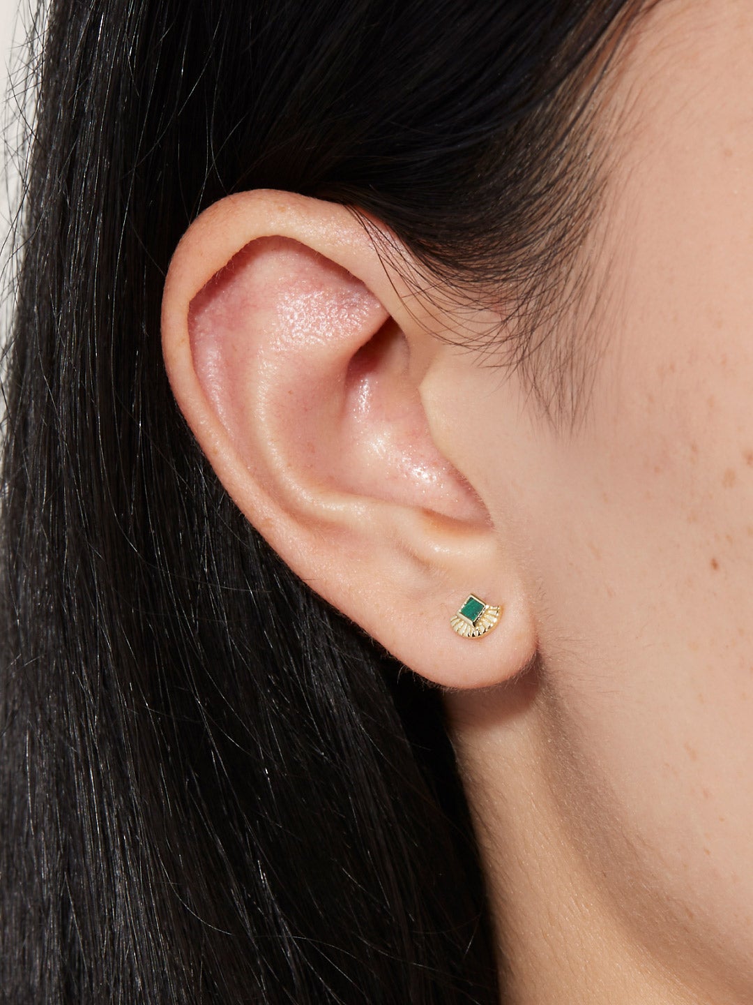 Ana Luisa Jewelry Earring Stud Fan Stud Earrings Millow Malachite Silver