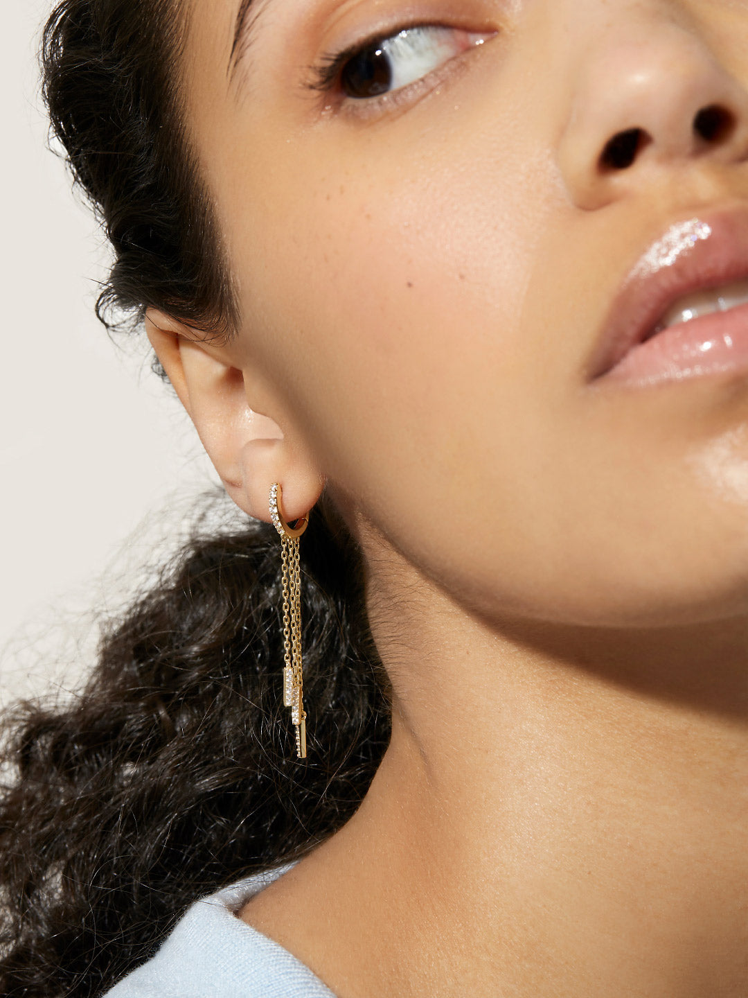 Ana Luisa Jewelry Earrings Huggie Chain Hoop Earrings Chiara Silver