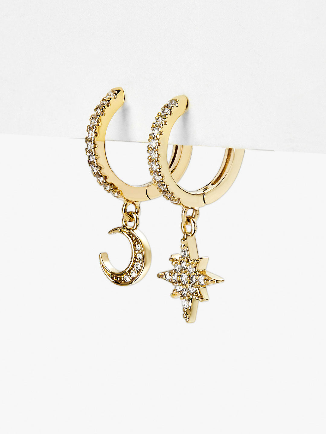 Ana Luisa Jewelry Earrings Huggie Earrings Crescent Moon Huggie Hoops Celeste Gold