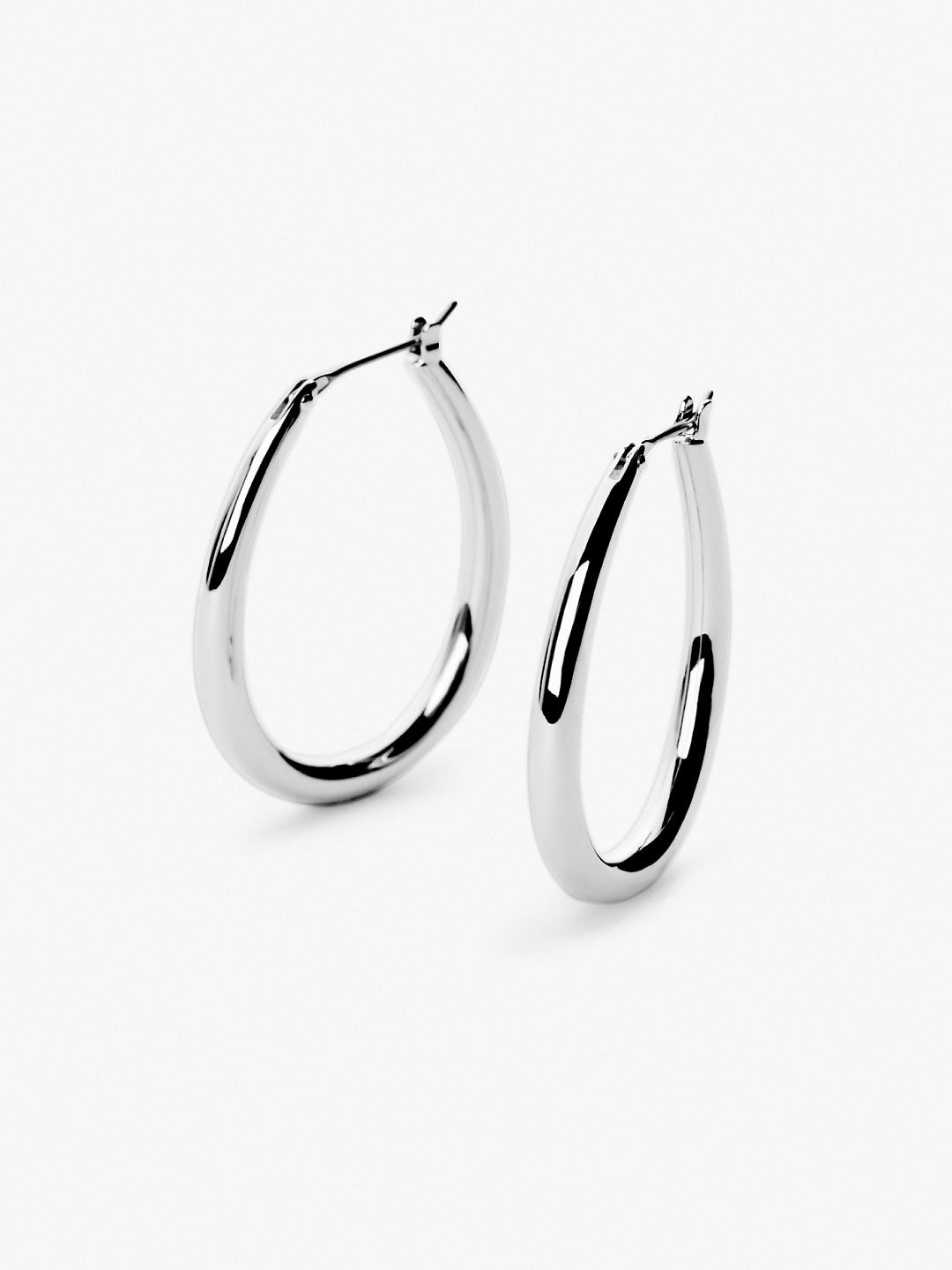 Ana Luisa Jewelry Earrings Medium Hoops Silver Hoop Earrings Cuidado Silver Rhodium
