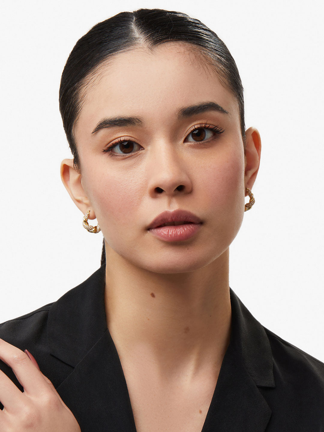 Ana Luisa Jewelry Earrings Medium Hoops Twisted Hoop Earrings Paris Pave Gold