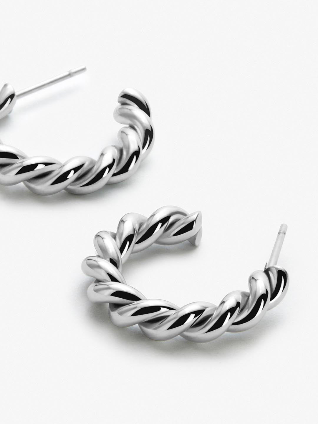 Ana Luisa Jewelry Earrings Small Hoops Twisted Hoop Earrings Tara Silver Stainless Steel