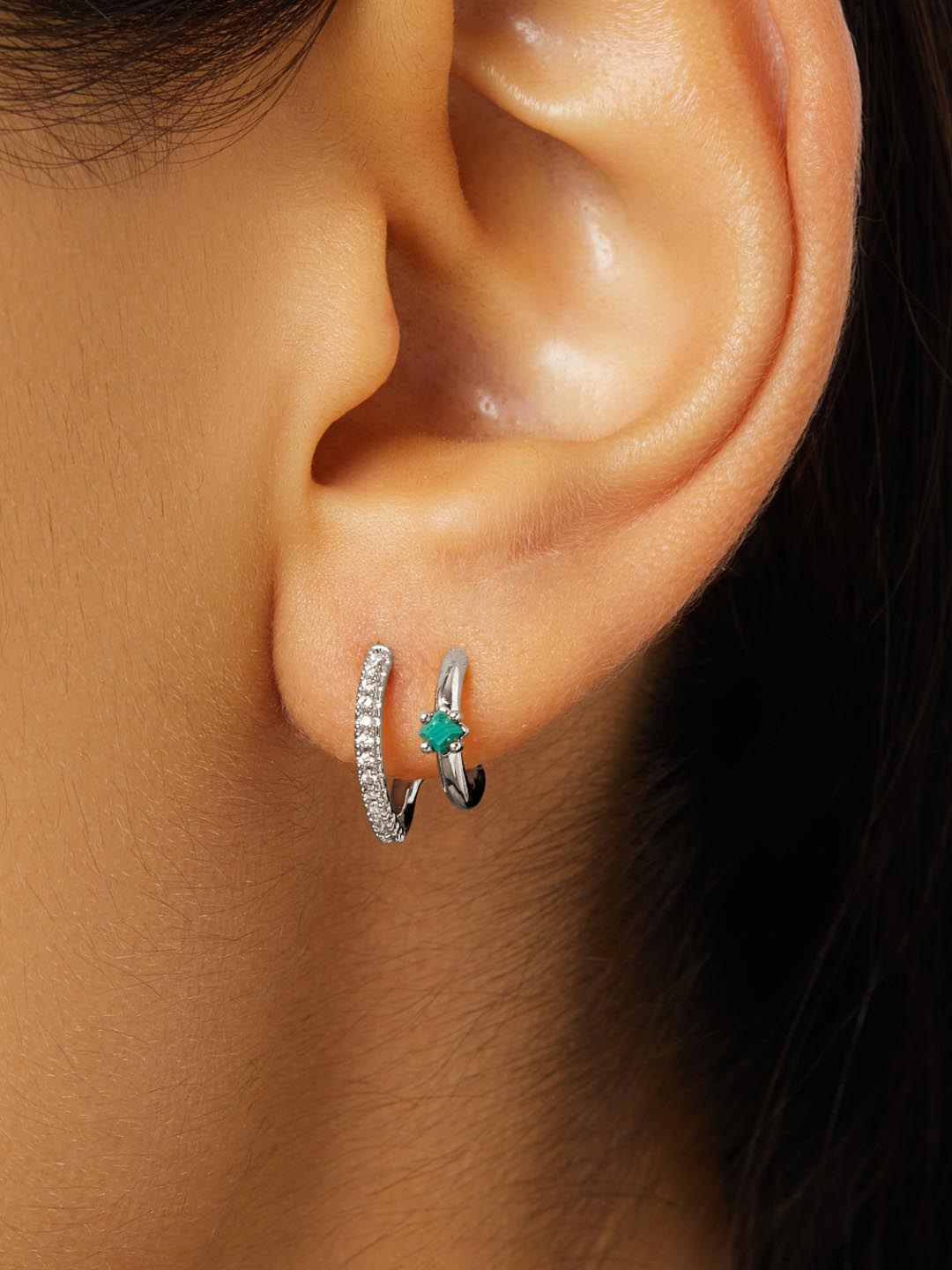 Ana Luisa Jewelry Earrings Stud Double Hoop Earrings Percy Silver Rhodium