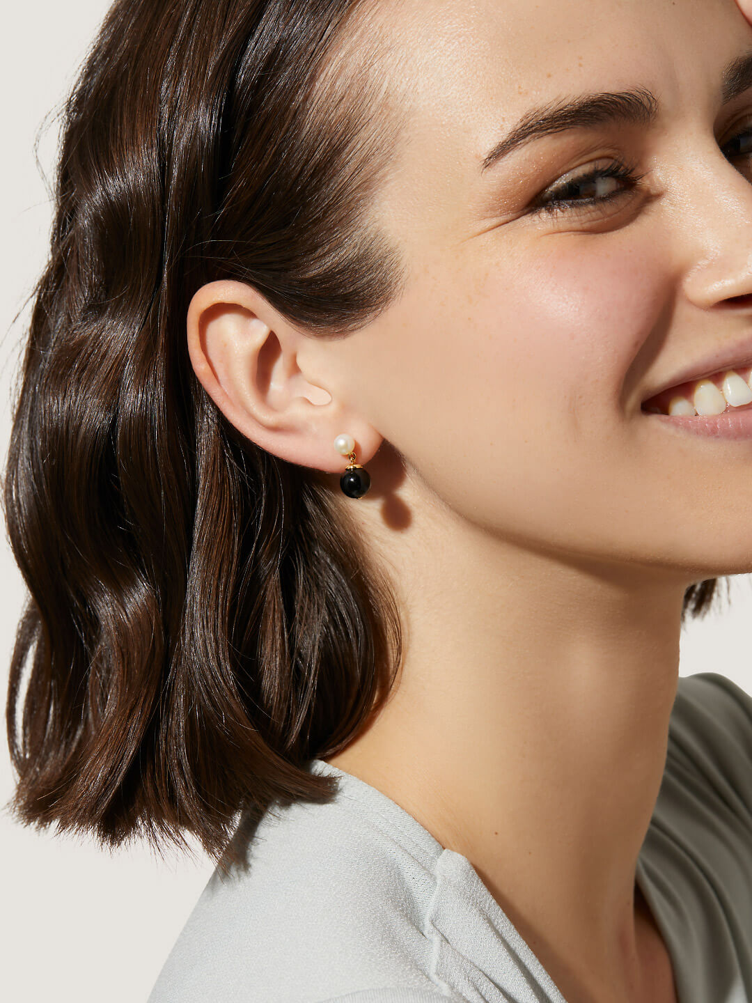 Ana Luisa Jewelry Earrings Stud Pearl Drop Earrings Milan Black Gold