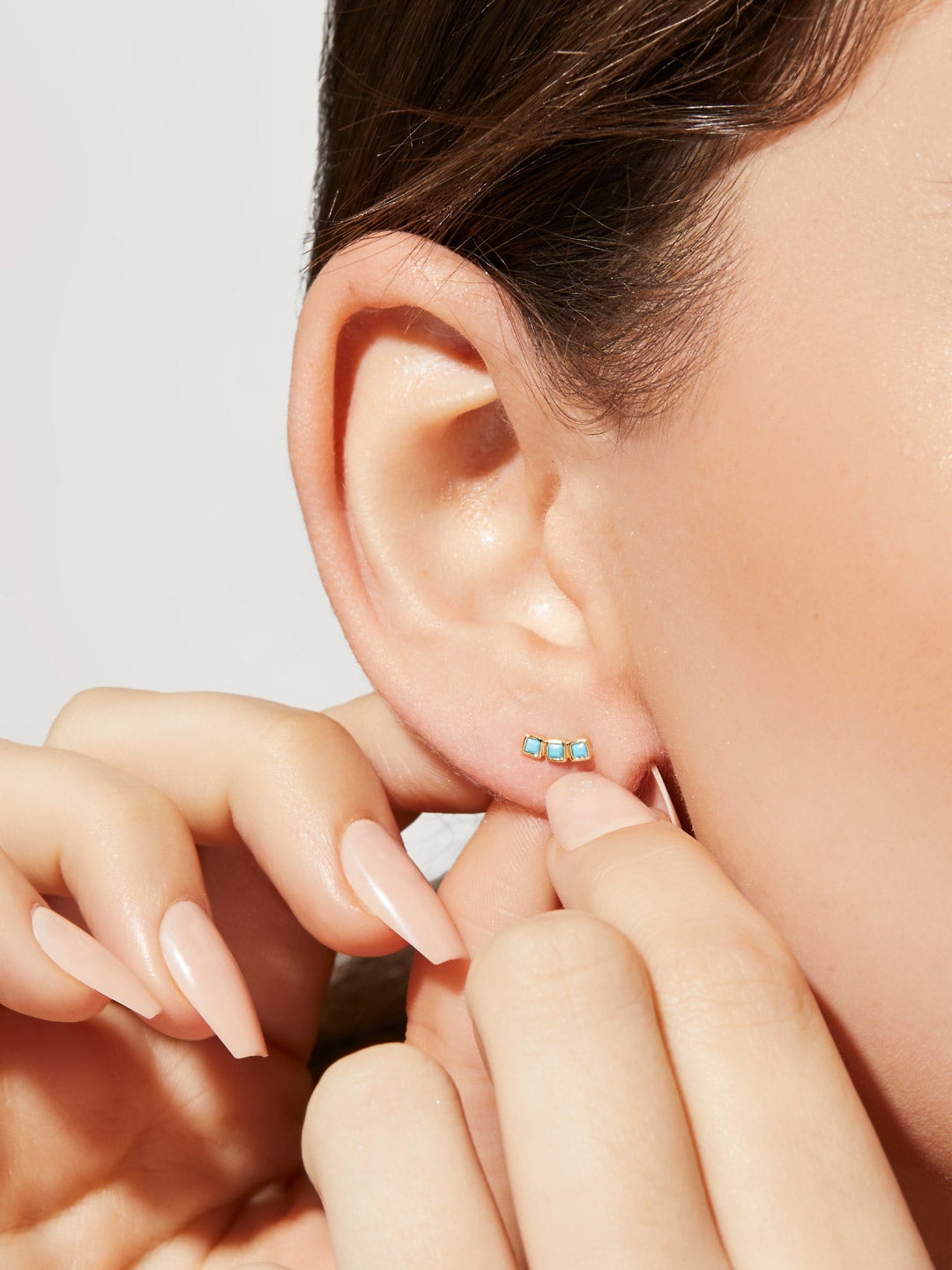 Ana Luisa Jewelry Earrings Stud Turquoise Stud Earrings Fan Turquoise Silver