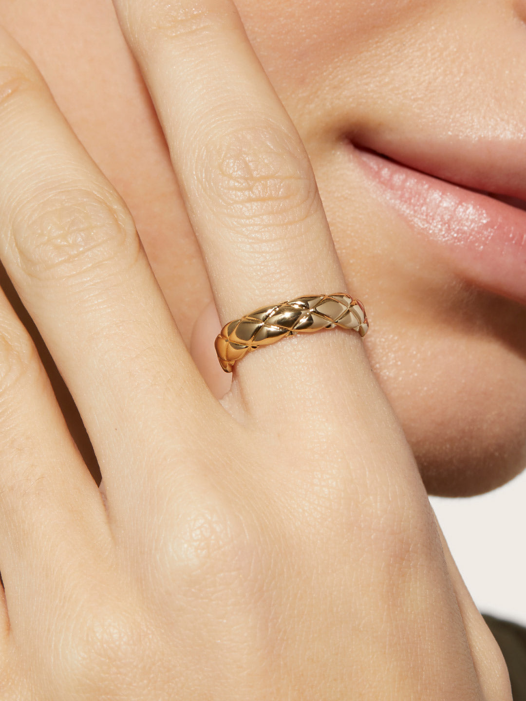 Ana Luisa Jewelry Rings Medium Bands Quilted Ring Zeta Gold