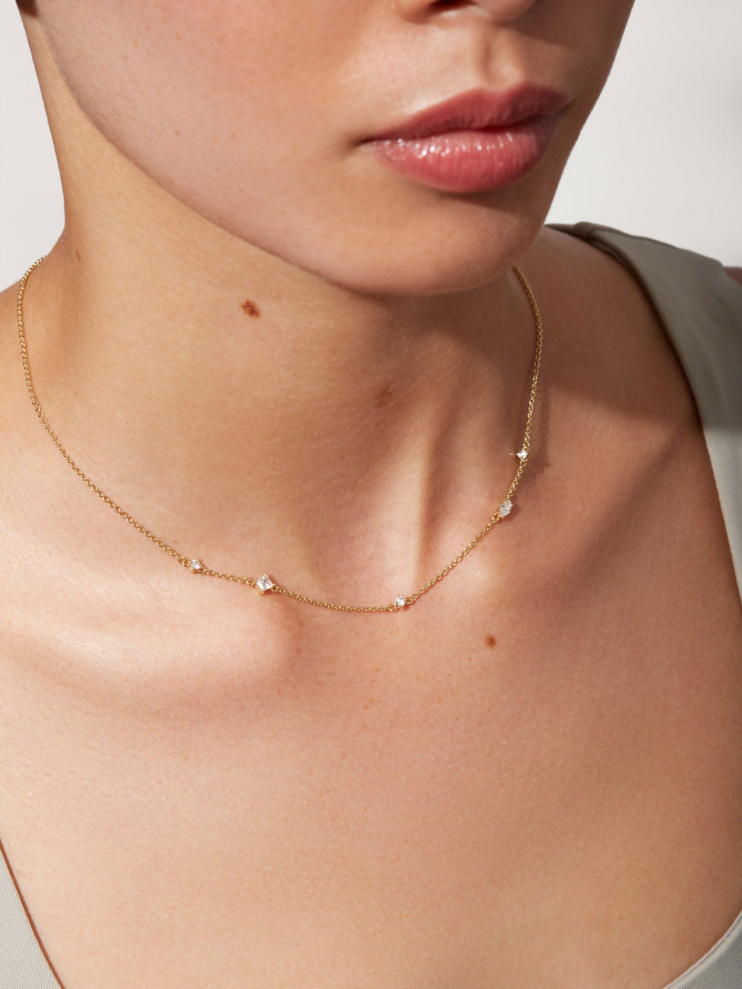 4 - Ana Luisa Jewelry Chain Necklace Station Necklace Ursa White Gold