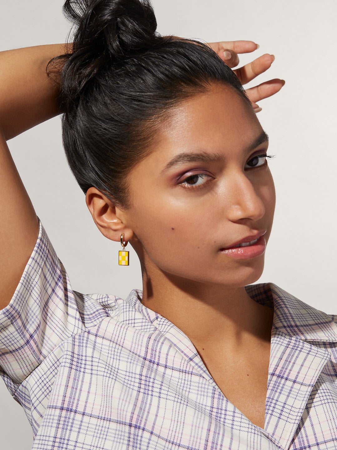 Ana Luisa Jewelry Earring Drop Enamel Drop Earrings Salome Checker Dandelion Gold