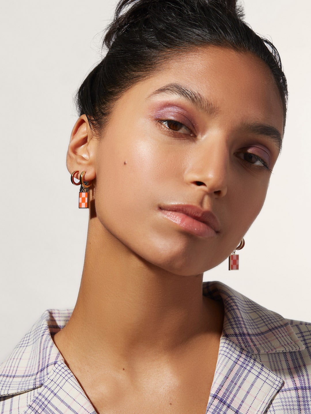 Ana Luisa Jewelry Earring Drop Enamel Drop Earrings Salome Checker Poppy Gold