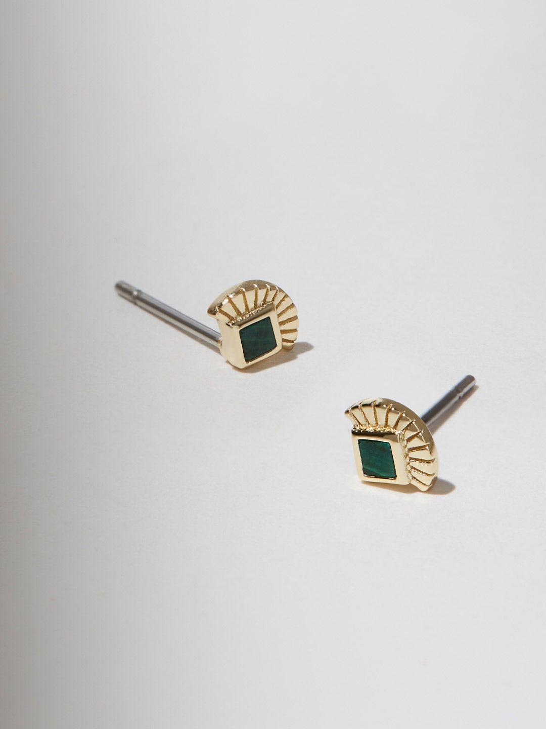 Ana Luisa Jewelry Earring Stud Fan Stud Earrings Millow Malachite Silver