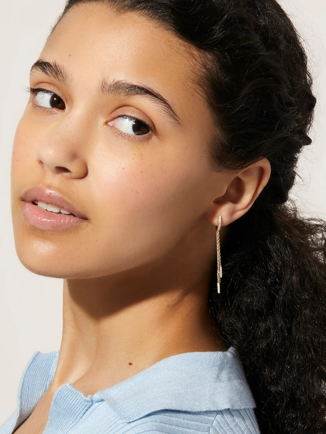 Ana Luisa Jewelry Earrings Huggie Chain Hoop Earrings Chiara Silver