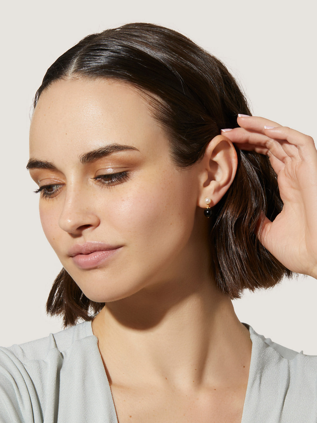 Ana Luisa Jewelry Earrings Stud Pearl Drop Earrings Milan Black Gold