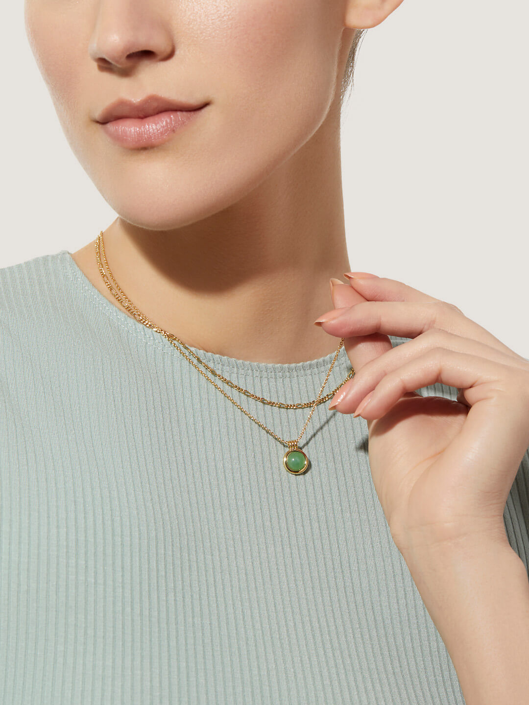 Ana Luisa Jewelry Necklaces Sets Layered Necklace Aria Aventurine Gold