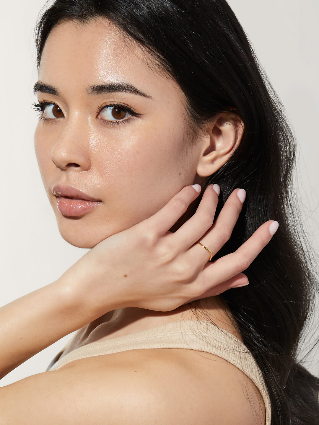 Ana Luisa Jewelry Rings Thin Bands Curved Gold Ring Valerie Silver