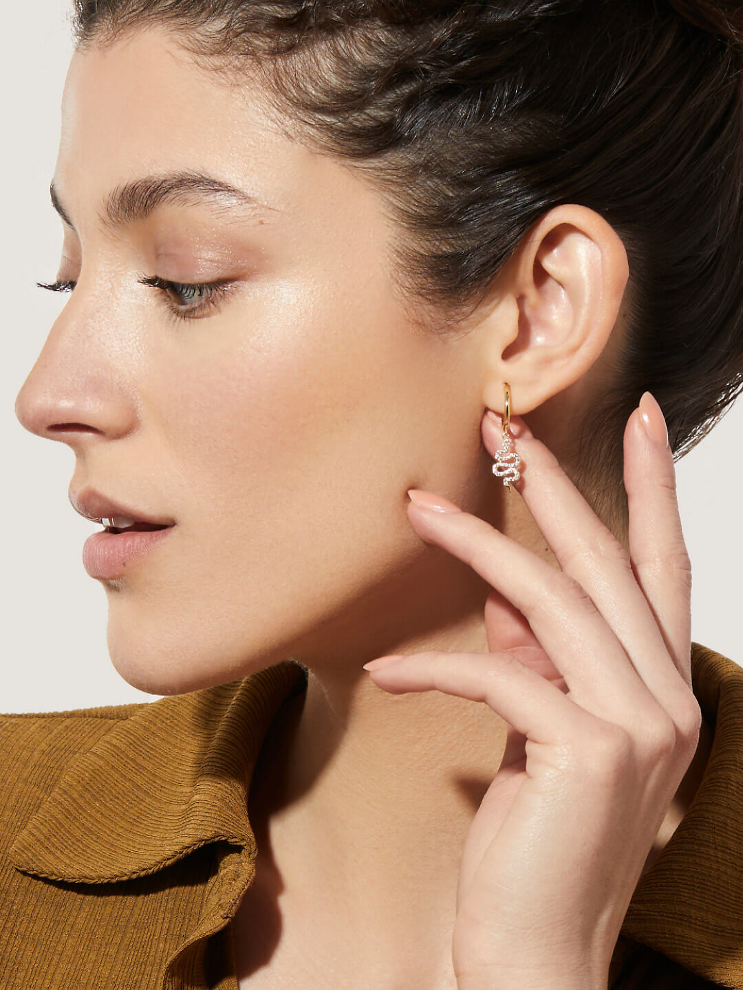 Ana Luisa Jewelry Earrings Small Hoops Snake Earrings Devin Gold