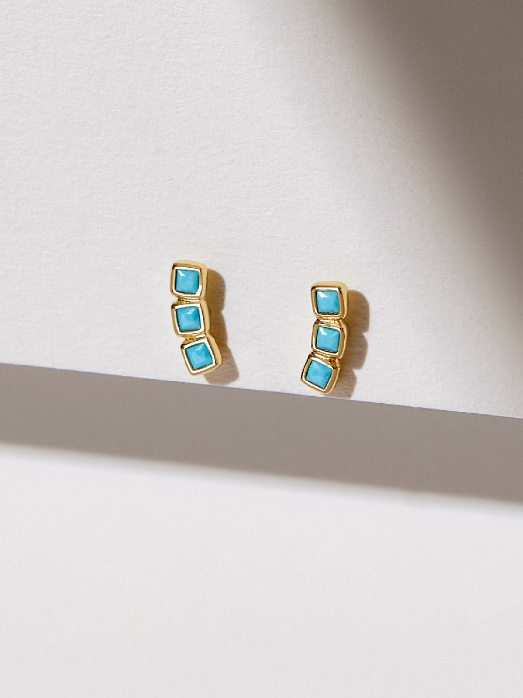 Ana Luisa Jewelry Earrings Stud Turquoise Stud Earrings Fan Turquoise Silver