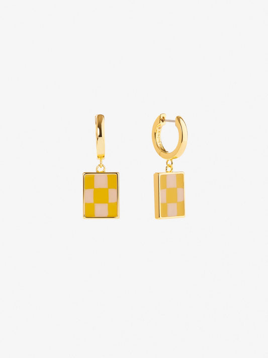 Ana Luisa Jewelry Earring Drop Enamel Drop Earrings Salome Checker Dandelion Gold