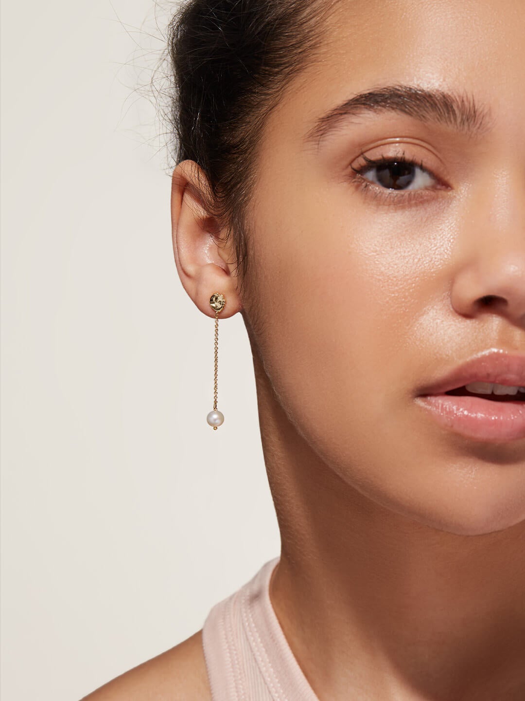 Ana Luisa Jewelry Earrings Chain Drop Pearl Earrings Ostrica Gold