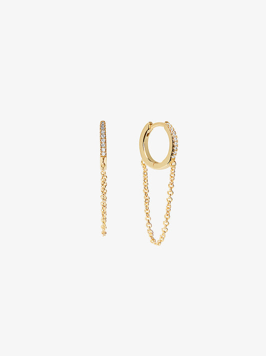 Ana Luisa Jewelry Earrings Chain Huggie Hoops Lou Silver