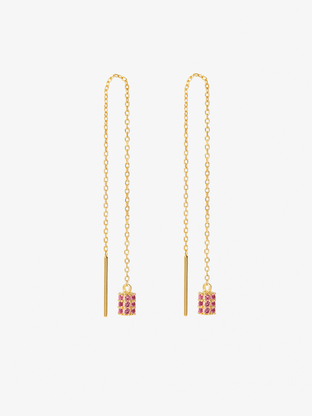 Ana Luisa Jewelry Earrings Drop Pave Threader Earrings Farah Pink Silver
